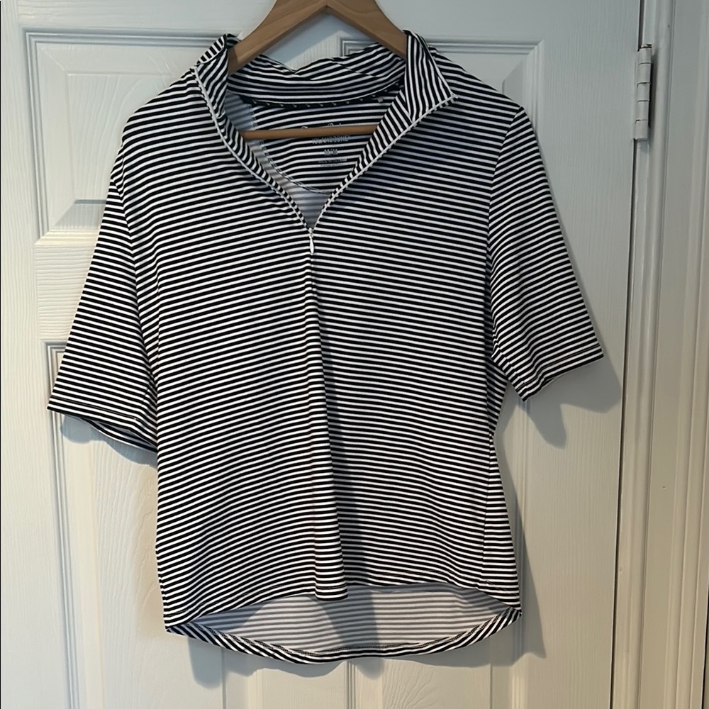 Tommy Bahama Black and White striped islandzone